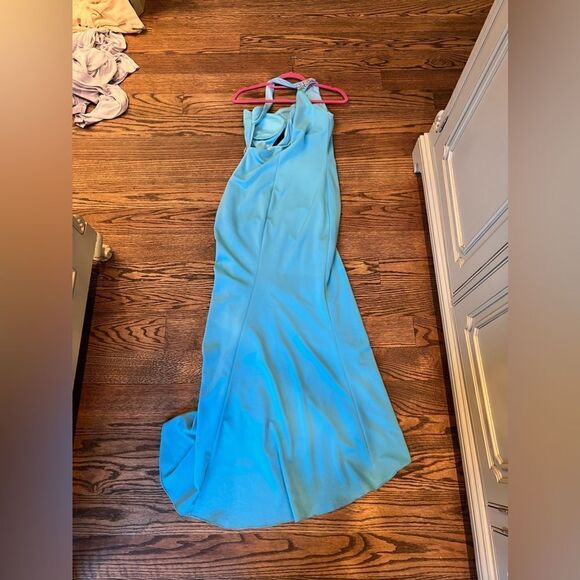 JOVANI 07173 One Shoulder High Slit Keyhole Prom Dress TURQUOISE - Picture 9 of 14